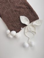 Angora Baby Bunny Romper and Bonnet – Cream Knit Outfit - Image 3