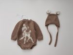 Romper and bonnet with deer - Set of 2 - Christmas outfit - Photography props - Image 6