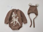 Romper and bonnet with deer - Set of 2 - Christmas outfit - Photography props - Image 4