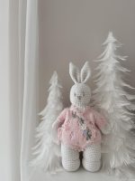 Crochet Bunny Toy - Merino Wool Cuddle Toy, Pink Outfit - Image 2