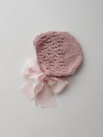 Baby Alpaca Knit Romper and Bonnet Set – Dusty Pink, Photo Prop - Image 3