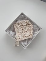 Hand Crochet Flower Baby Bonnet – Cream Cotton, 0-6 Months - Image 3