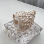 Hand Crochet Flower Baby Bonnet – Cream Cotton, 0-6 Months