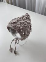 Crochet Flower Baby Bonnet – Hand-knit Cotton Bonnet, 0-6 Months - Image 3