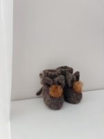 Angora Bunny Booties (0-3 Months) – Baby Alpaca Knit, Genuine Fur Pom Poms - Image 9