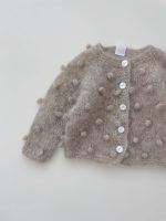 Alpaca Silk Baby Cardigan Set – Stone Popcorn Knit - Image 4