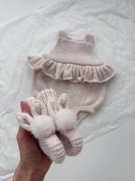 Ruffle Romper and Bunny Booties Set – Pale Pink Mohair Blend, 0-3 Months - Image 3