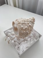 Hand Crochet Flower Baby Bonnet – Cream Cotton, 0-6 Months - Image 5