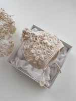 Hand Crochet Flower Baby Bonnet – Cream Cotton, 0-6 Months - Image 2