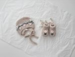 Embroidered Baby Bonnet and Booties Set – Beige Alpaca Knit - Image 4
