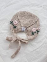 Embroidered Baby Bonnet and Booties Set – Beige Alpaca Knit - Image 7