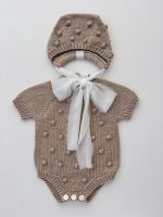 Baby Cotton Knit Romper, Bonnet and Socks Set - Image 6