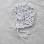 Hand Crochet Flower Baby Bonnet - White Cotton, 12-18 Months