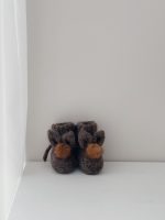Angora Bunny Booties (0-3 Months) – Baby Alpaca Knit, Genuine Fur Pom Poms - Image 3