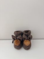 Angora Bunny Booties (0-3 Months) – Baby Alpaca Knit, Genuine Fur Pom Poms - Image 2
