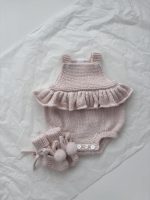 Ruffle Romper and Bunny Booties Set – Pale Pink Mohair Blend, 0-3 Months - Image 2