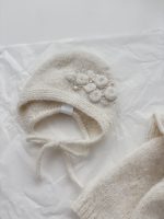 Embroidered Baby Alpaca Romper and Bonnet Set – Cream Knit Outfit - Image 7
