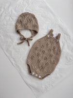 Knitted Cotton Baby Romper and Bonnet Set – 6-9 Months - Image 7