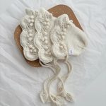 Hand Knitted Merino Baby Bonnet - Leaf Tie, Photo Prop