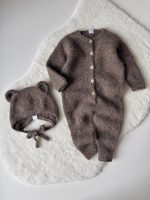 Baby Alpaca Knit Romper & Bear Bonnet Set – Handmade Outfit - Image 6
