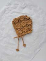 Hand Crochet Baby Bonnet – Mustard Flower, 12-18 Months - Image 4