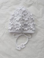 Hand Crochet Flower Baby Bonnet - White Cotton, 12-18 Months - Image 5