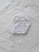 Hand Crochet Flower Baby Bonnet - White Cotton, 12-18 Months - Image 3