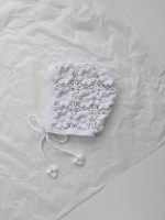 Hand Crochet Flower Baby Bonnet - White Cotton, 12-18 Months - Image 8