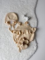 Merino Wool Baby Outfit: Ruffle Romper, Bonnet & Booties Set - Image 5