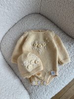 Long sleeve romper and bonnet with embroidery - Set of 2 - Photography props - Image 3