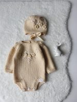 Long sleeve romper and bonnet with embroidery - Set of 2 - Photography props - Image 6