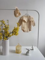 Long sleeve romper and bonnet - Set of 2 - Baby girl prop - Photo prop - Baby photo prop - Baby girl - Baby girl - Baby girl outfit - Yellow - Image 3