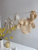 Long sleeve romper and bonnet - Set of 2 - Baby girl prop - Photo prop - Baby photo prop - Baby girl - Baby girl - Baby girl outfit - Yellow - Image 2