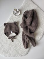 Baby Alpaca Knit Romper & Bear Bonnet Set – Handmade Outfit - Image 7