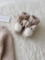 Alpaca Knit Bunny Outfit – Beige Romper & Booties, 0-3 Months - Image 4