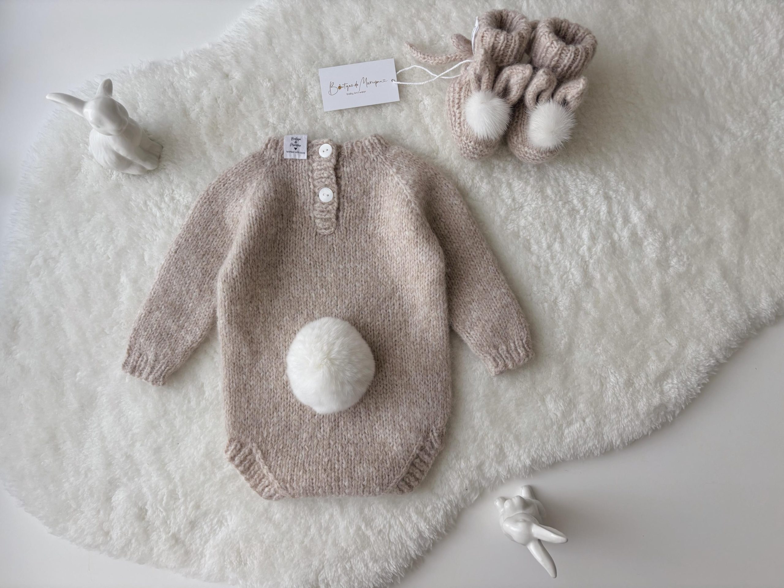 il_fullxfull.6861348132_2l4t Alpaca Knit Bunny Outfit – Beige Romper & Booties, 0-3 Months - Image 1