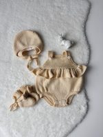 Merino Wool Baby Outfit: Ruffle Romper, Bonnet & Booties Set - Image 7