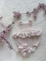 Ruffle Romper and Bunny Booties Set – Pale Pink Mohair Blend, 0-3 Months - Image 9