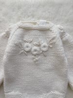 Embroidered Merino Baby Romper and Bonnet Set – Knitted Photo Prop - Image 5