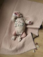 Baby Girl Alpaca Romper Set – Beige Knit Outfit with Bonnet & Booties