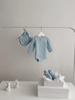 Knit Baby Boy Outfit – Merino Romper, Bonnet & Socks - Image 8