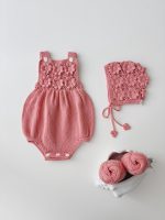 Crochet Baby Romper and Bonnet Set – Coral Cotton Outfit - Image 7