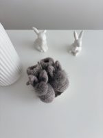 Angora Bunny Booties – Baby Alpaca, Genuine Fur Pom Poms, 0-3 Months