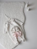 Angora Baby Romper and Bonnet Set – Milky White Outfit - Image 5