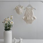 Merino Baby Romper and Bonnet Set – Cream Sleeveless Outfit
