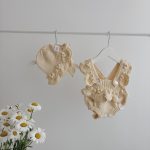 Baby girl romper and bonnet - Set of 2 - Summer set - Yellow color outfit