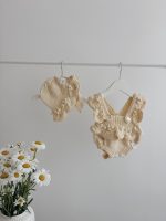 Baby girl romper and bonnet - Set of 2 - Summer set - Yellow color outfit