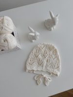 Knitted Baby Romper and Bonnet Set – Cream Cotton, Long Sleeve - Image 5