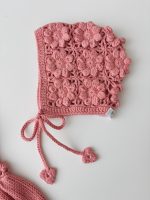 Crochet Baby Romper and Bonnet Set – Coral Cotton Outfit - Image 4