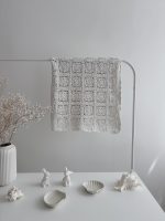 Crochet baby blanket - 100*90 cm - Natural white color
